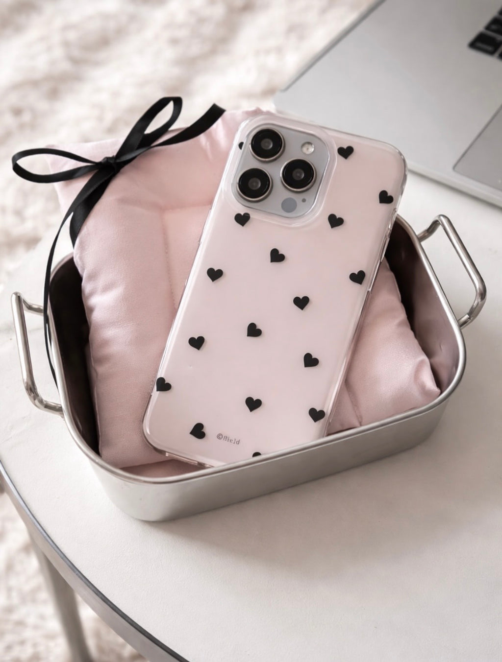 Black Hearts Aesthetic Case 🖤✨ With customised charm