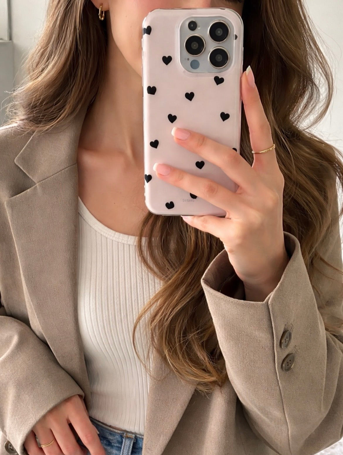 Black Hearts Aesthetic Case 🖤✨ With customised charm