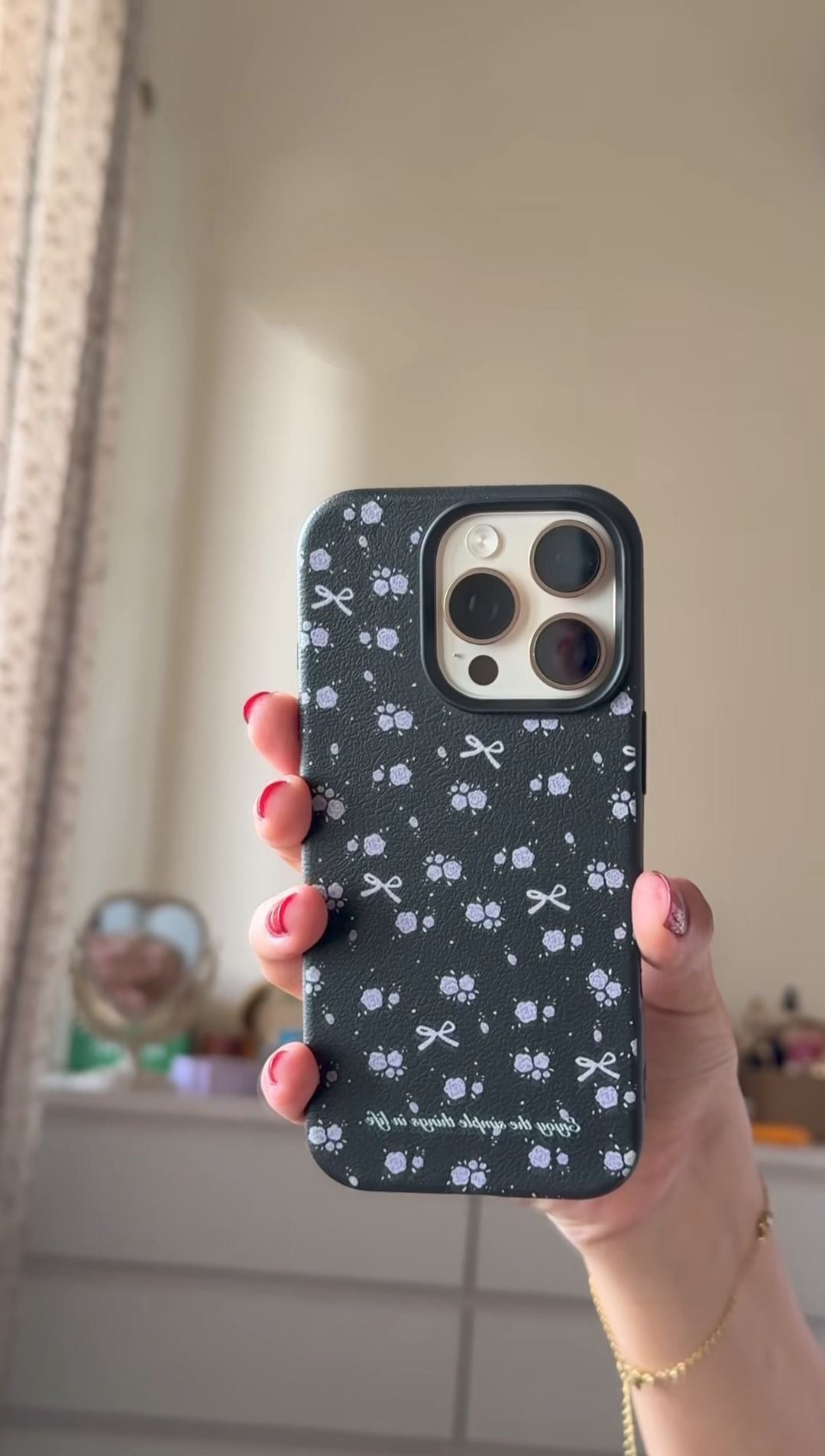 Midnight Bloom Bow Case With customise charm