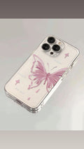 Pink Butterfly transparent Case With charm