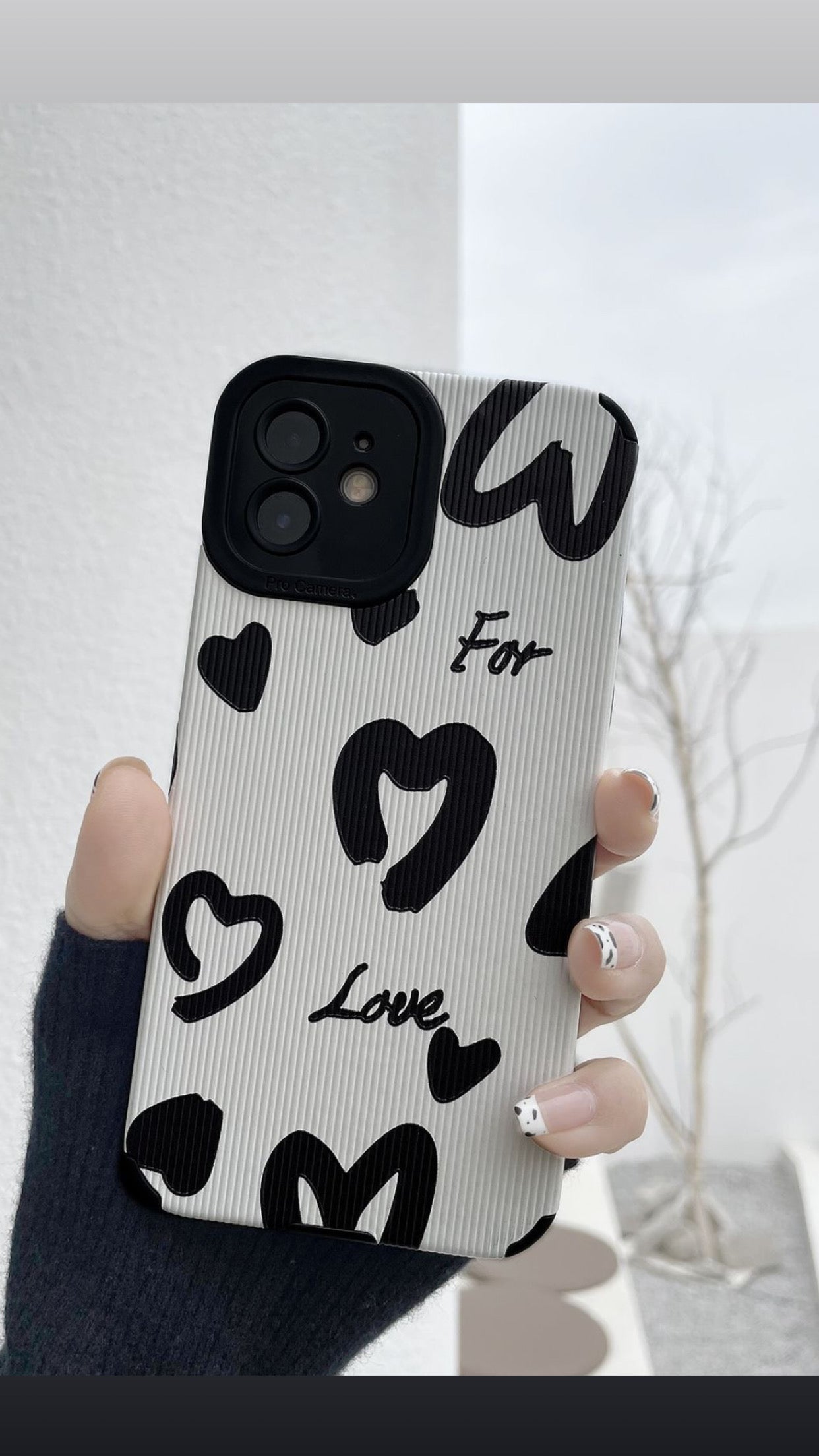 Black Hearts Aesthetic Case With Customise Case