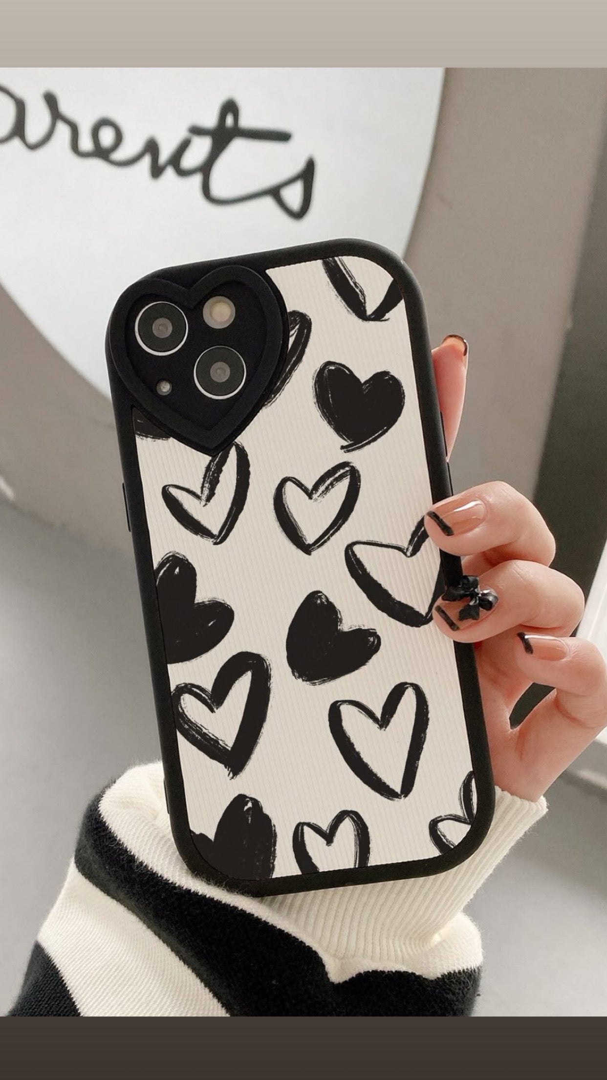 Black Hearts Aesthetic Case With Customise Case
